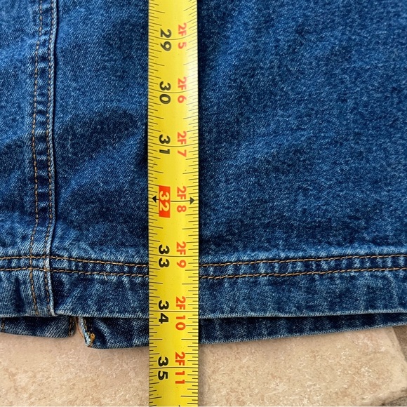 BILL BLASS Denim SKIRT Blue Long  Button POCKETS Size 16 Maxi 32” waist - Picture 6 of 10